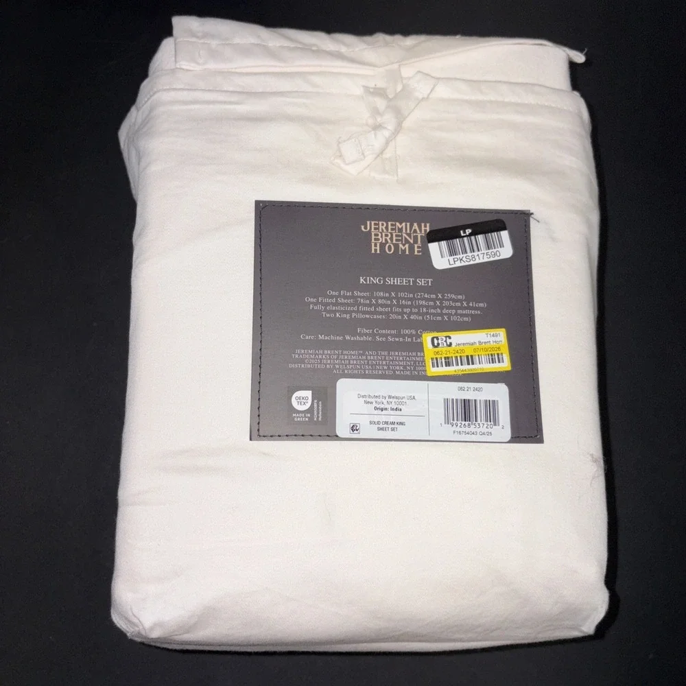 Jeremiah Brent Home Cotton Sateen Weave  4 Piece Sheet Set Size King 20725